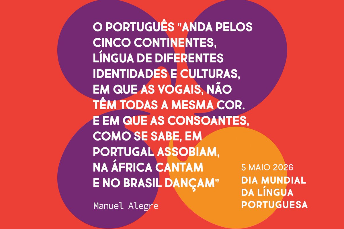 camoes_ip's tweet photo. 5 de maio | Dia Mundial da Língua Portuguesa

#DMLP2026 #DiaMundialDaLínguaPortuguesa #Lusofonia #LínguaPortuguesa https://t.co/03GphbxHyx