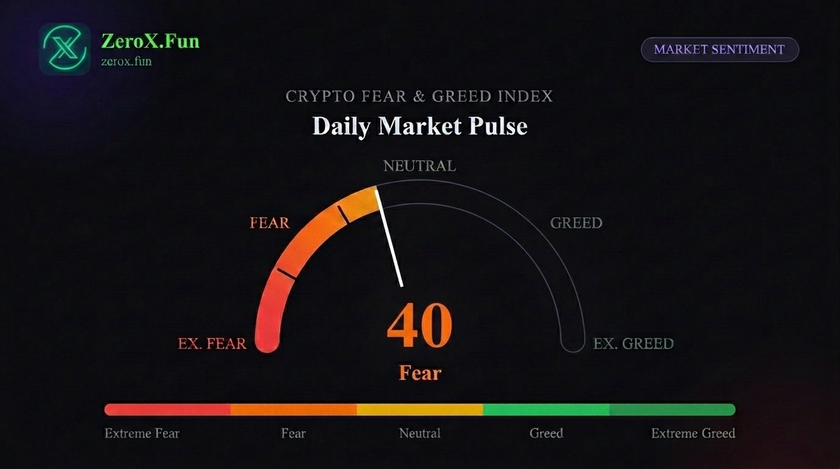 ZEROxFUN's tweet photo. 🟧 Fear &amp; Greed Index: Fear
Caution is setting in.
Sentiment is cooling — and opportunities may start to appear.
Stay disciplined. Not emotional.

#DYOR #FearAndGreed #Crypto #Stocks #Investing #MarketSentiment #Trading #StayCalm https://t.co/NI7yvdNV2g