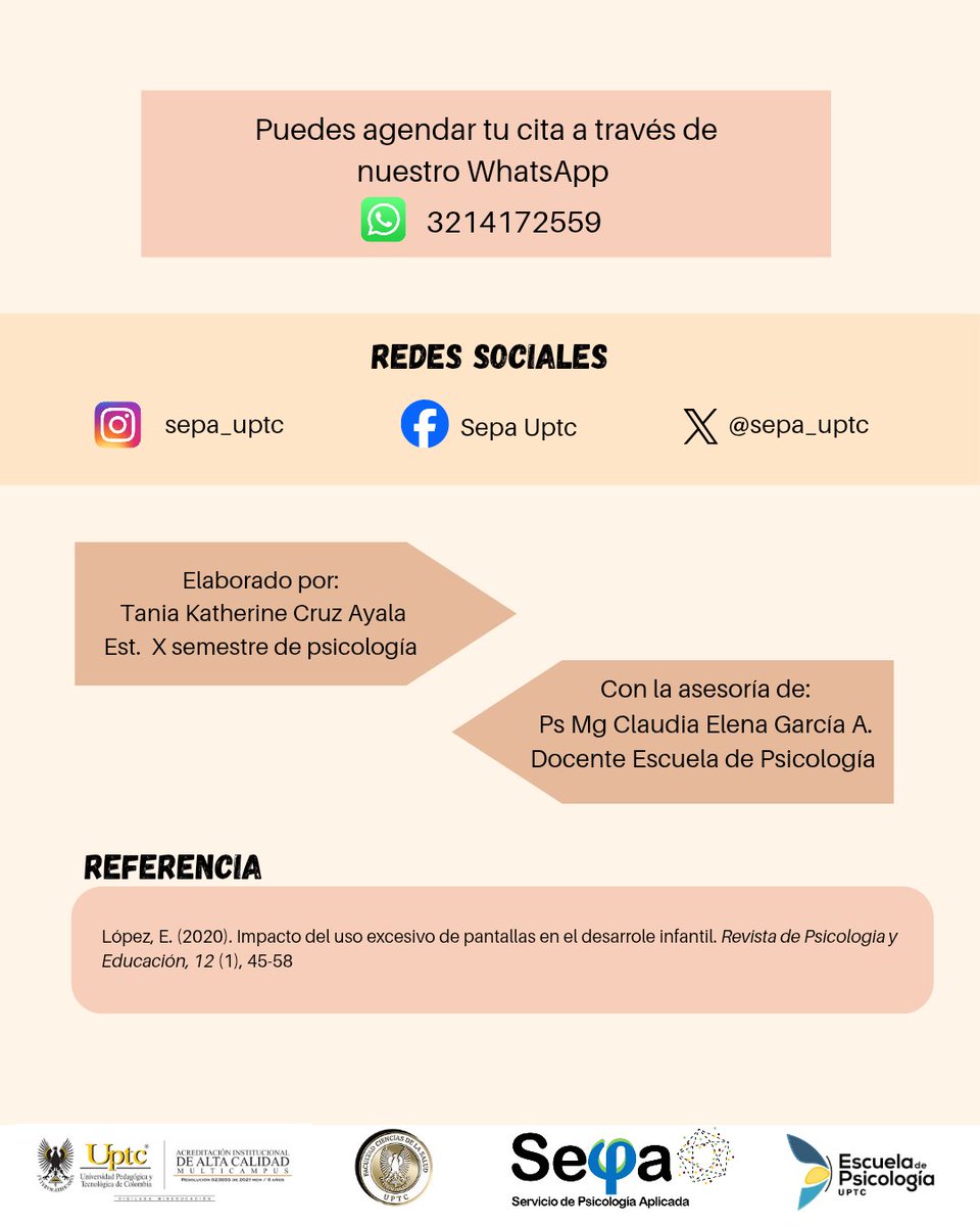 sepa_uptc's tweet photo. ¿Conoces a un niño que se irrita cuando deja la pantalla o le cuesta concentrarse?
Estas pueden ser señales de alerta de un uso excesivo de dispositivos. Detectarlas a tiempo es clave para cuidar su desarrollo emocional y cognitivo.
#SEPA #FacultadDeSalud #UsoDePantallas https://t.co/EmIp3YNSQl