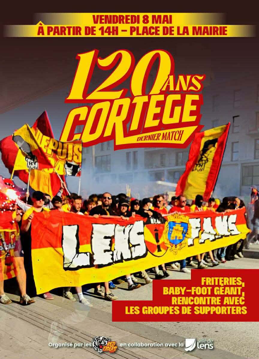 Cortège des 120 ans : nous invitons tous les supporters, qu'ils aillent au stade ou dans les rues, les bars et les lieux de retransmission du match, à se parer de leur plus beau maillot, celui qui leur apporte le plus de frissons #rclfcn #rclens