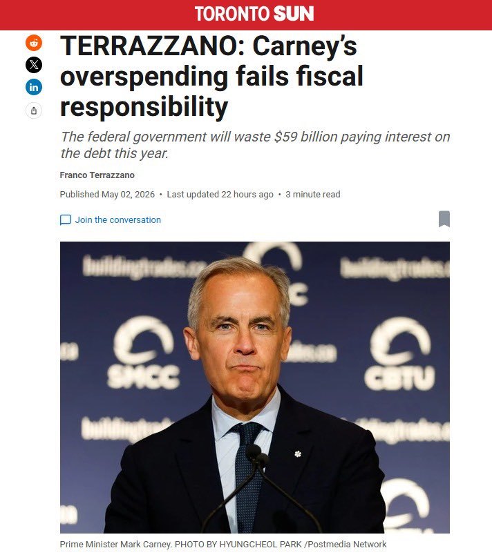 franco_nomics's tweet photo. Carney released his budget six months ago and he’s already on track to spend $6 billion over budget. 

Carney is continuing Trudeau’s legacy of out-of-control borrowing.

https://t.co/BeOKm3H1Ll https://t.co/h4rUEcwBpu