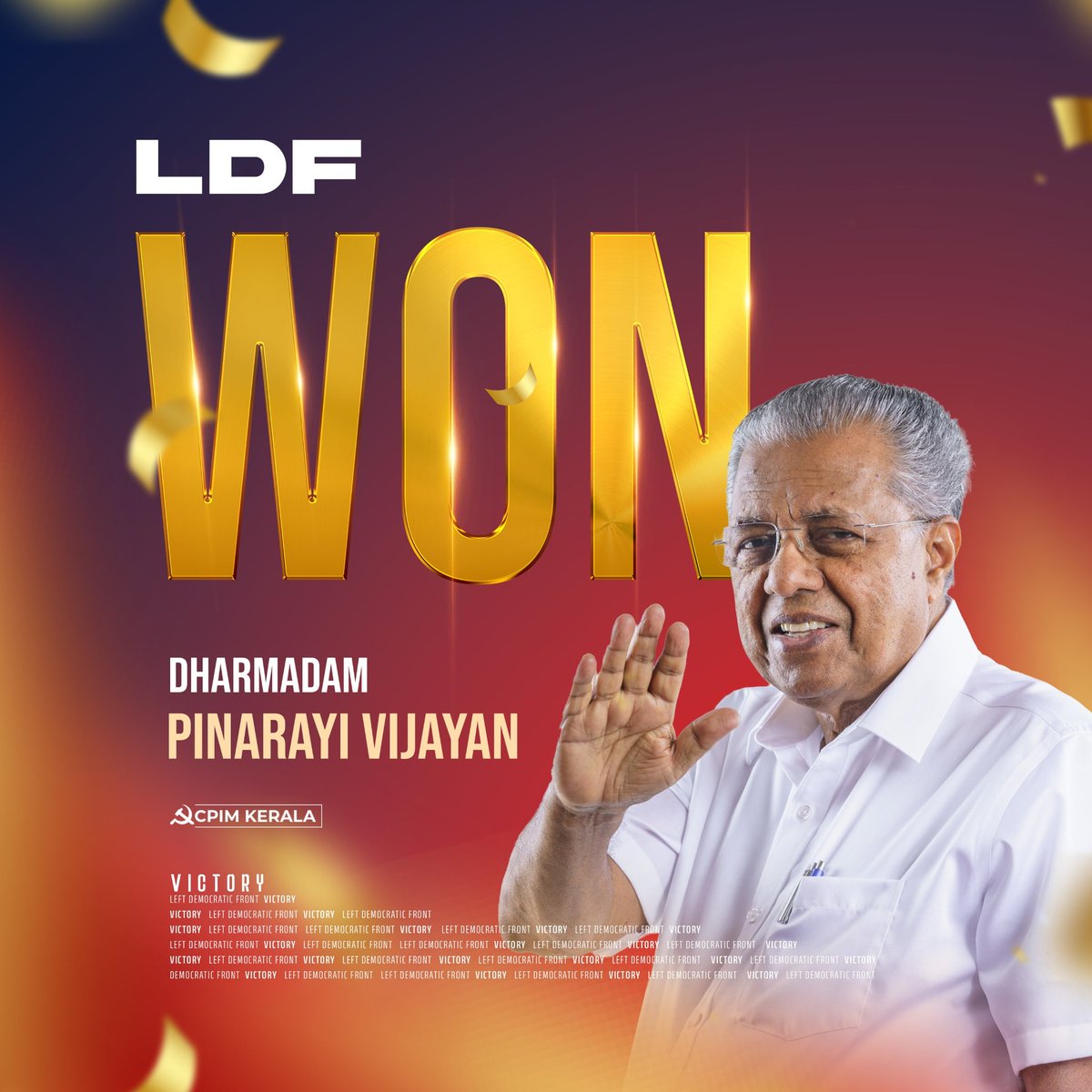 stevensmith4912's tweet photo. Comrade Pinarayi Vijayan wins in Dharmadam https://t.co/g8L60ShvtZ