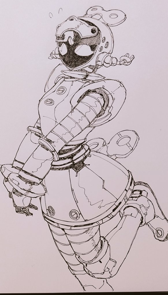 メイドールズのモモちゃんを描きました！
#メイドールズ #ロボ娘なんでも投稿祭 #アナログ画 #線画