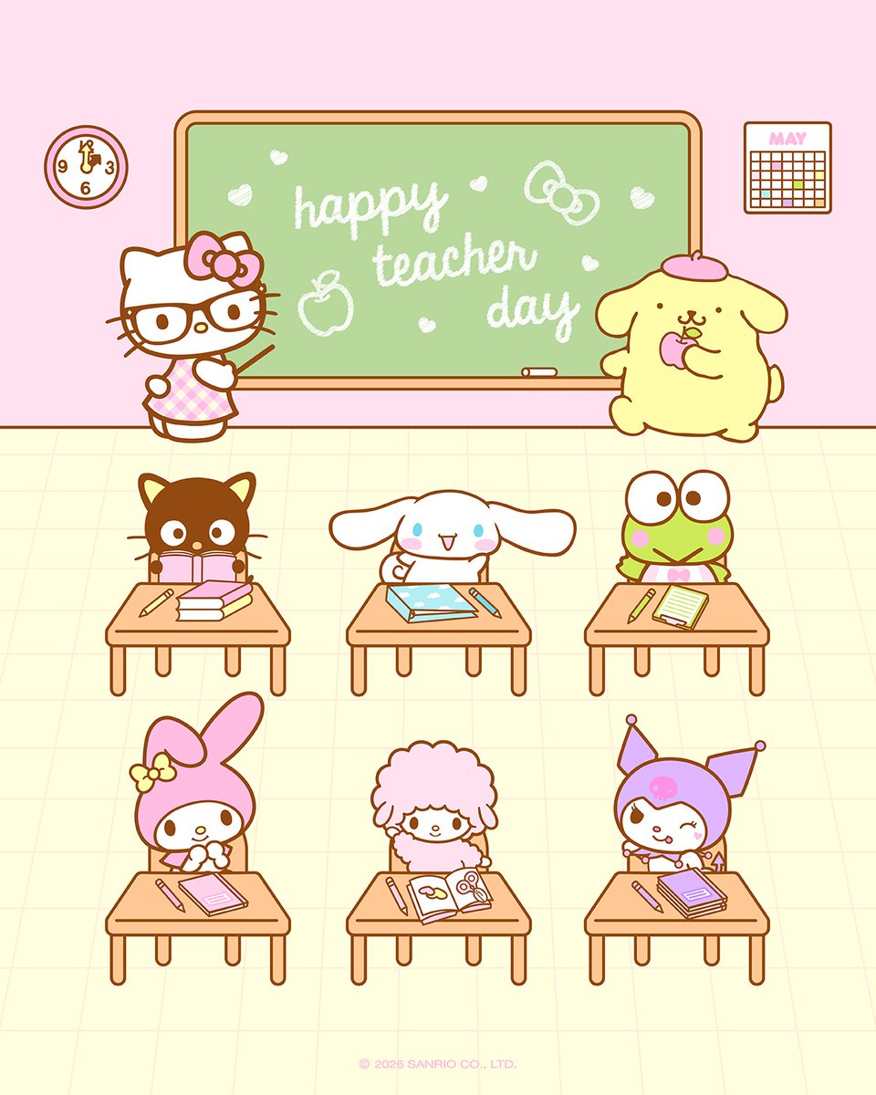 sanrio's tweet photo. Happy #TeacherAppreciationDay! 📚💖 Today we’re celebrating the amazing teachers who help us learn, grow, and dream big. Tag a teacher you appreciate! https://t.co/lF0LoWbfov