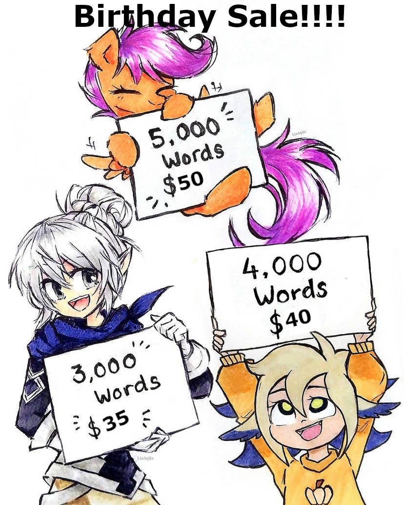 CatrosCorner's tweet image. Ok the Bday sale is in full swing! If you wish to get a story at a dicounted rates feel free to DM if you have questions or want to put a story in.
#commissions #sale #fanfiction #oc #stories #mlp #fireemblem #owlhouse #mha #dnd #backstories