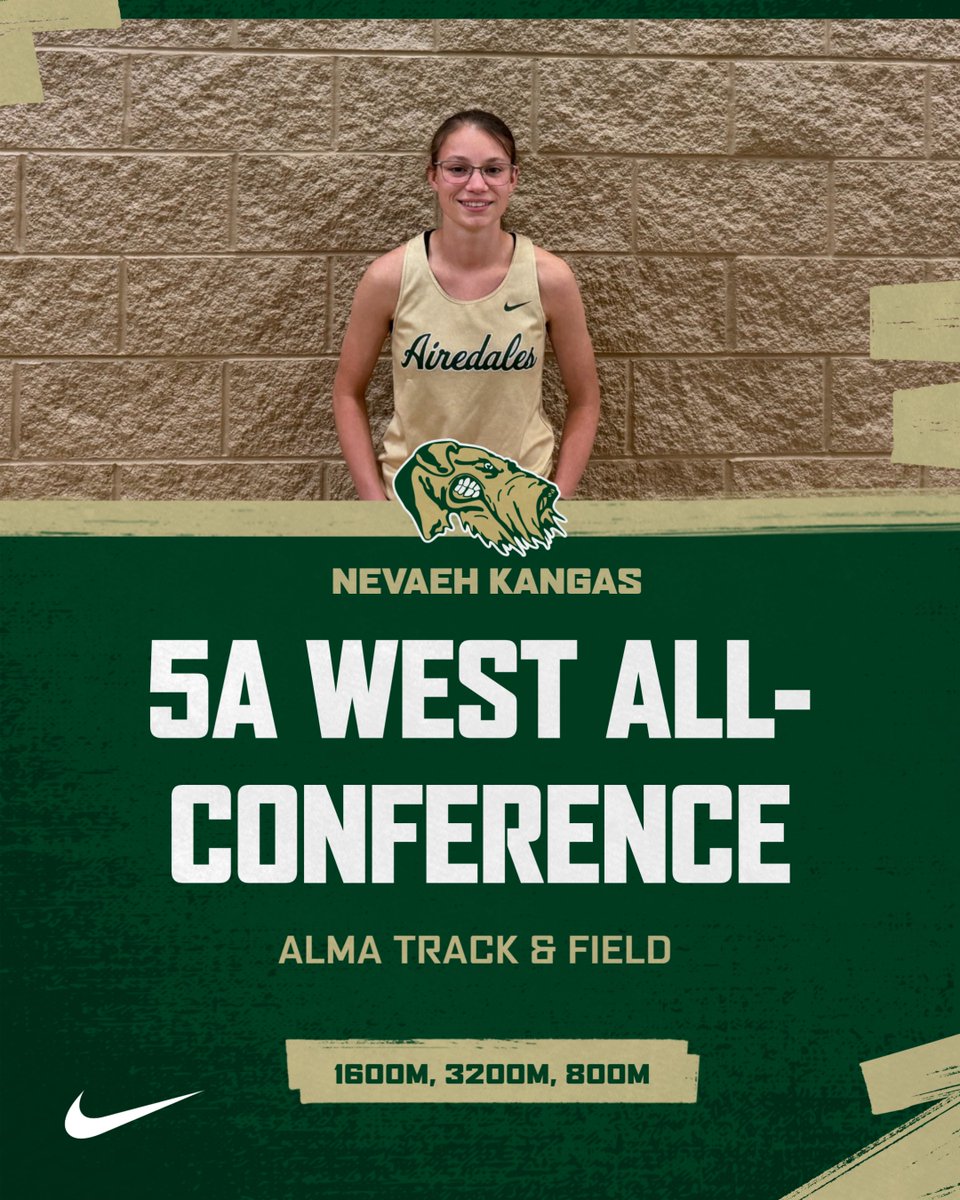 Airedale_Track's tweet photo. Congratulations to Nevaeh Kangas for her 5A West All Conference honors! We look forward to seeing Nevaeh compete in the 800,1600, and 3200 M runs Thursday at the 5A State Track Meet! #Only1Airedale https://t.co/jWFZ63P4h5