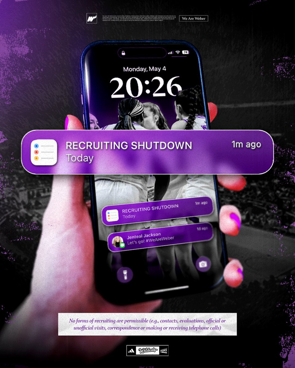 WeberStateWBB's tweet photo. Recruiting Shutdown 📵 

We’ll talk to you soon!  

#WeAreWeber https://t.co/Z7C4XuOuCJ