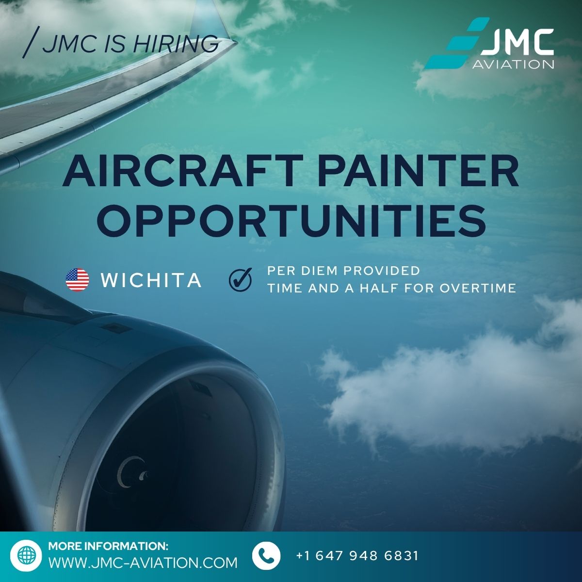 JSfirmPaintJobs's tweet photo. Are you passionate about transforming an aircraft with impeccable paint work and seeking your next contract opportunity?
 
JMC Aviation is recruiting Aircraft Painters in Wichita, KS.

🖌️ Per diem provided time and a half for overtime

Apply here ➡️ https://t.co/hZgtOEUBVB https://t.co/XQIfFzR8Gk