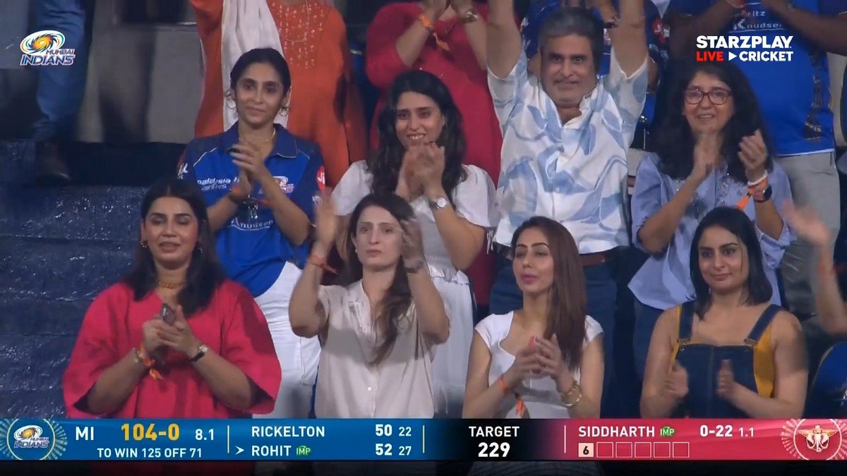 lightningspeedk's tweet image. Rohit in full Hitman mode 🔥

Fifty off just 27 balls 🚀
5 sixes 💥
And a smile in the stands from Mrs. Sharma 😄

#MIvLSG #Mumbai #IPL #RohitSharma