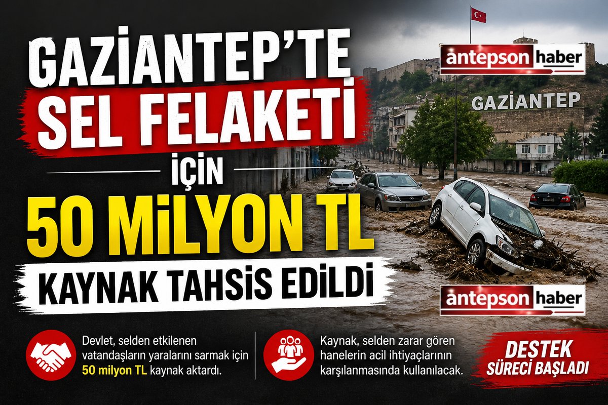 antep_son's tweet photo. #Gaziantep'teki sel felaketi için 50 milyon TL kaynak tahsis edildi

Göktaş, "Sel felaketinden etkilenen hanelerin ilk etapta acil ve temel ihtiyaçlarının karşılanması için Gaziantep Sosyal Yardımlaşma ve Dayanışma Vakfı'na 50 milyon lira kaynak aktardık" dedi. https://t.co/Oy6C5UmKTa