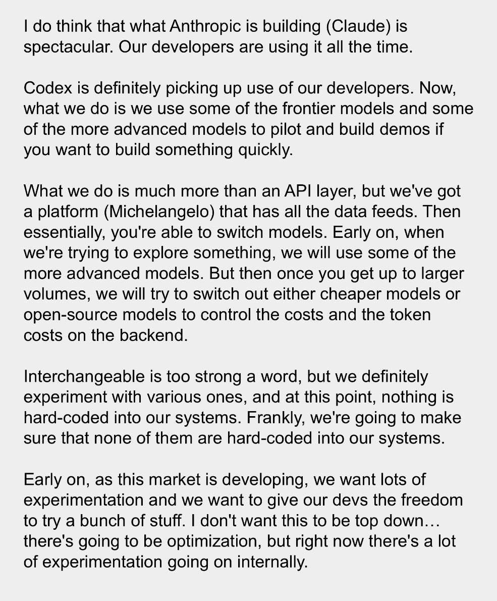 bearlyai's tweet photo. Uber’s CTO recently said the company had already burnt through its entire token budget for 2026.

In a recent interview, Uber CEO Dara Khosrowshahi explained how internally they switch between AI models to try and control costs: create V1s with frontiers, then switch to cheaper or open-source models once a feature hits high enough usage.