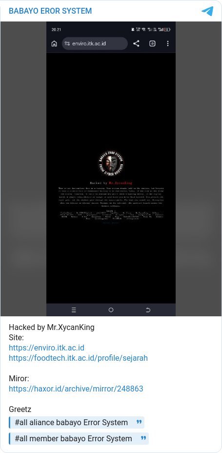 ThreatviewioLab's tweet photo. 🚨 DEFACEMENT ALERT 🚨
Group: BABAYO EROR SYSTEM
Targets:
• https://t.co/5FR1jxCneE
• https://t.co/zZ12exyXjI
• https://t.co/XzzTIUKH7m

#threatintel #defacement #indonesia https://t.co/IzBjPi3PfK