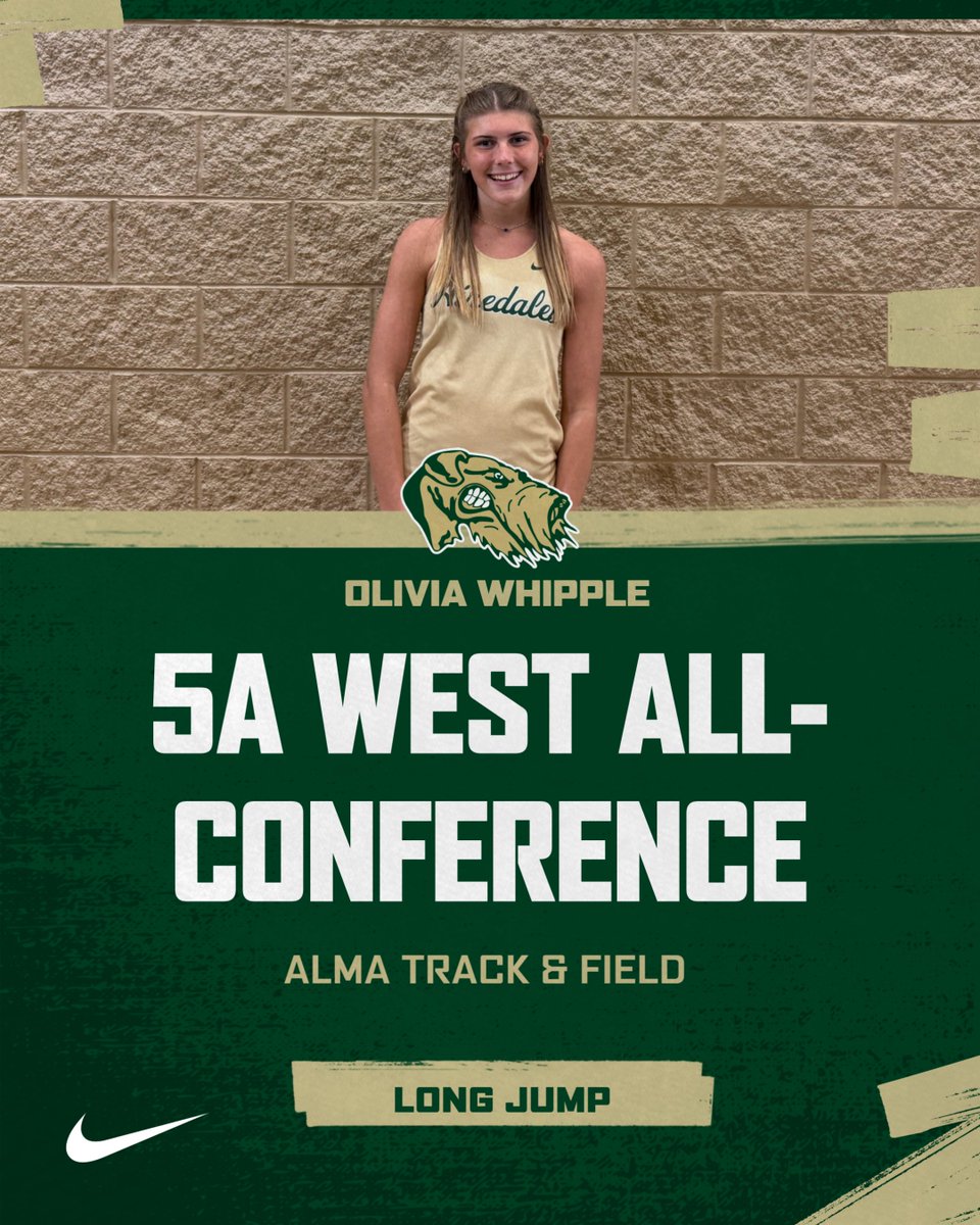 Airedale_Track's tweet photo. Congratulations to Olivia Whipple on her 5A West All Conference honor in the girls long jump! We look forward to seeing her compete in the 5A State Meet Thursday in Van Buren! #Only1Airedale https://t.co/Ti53j5a1RE