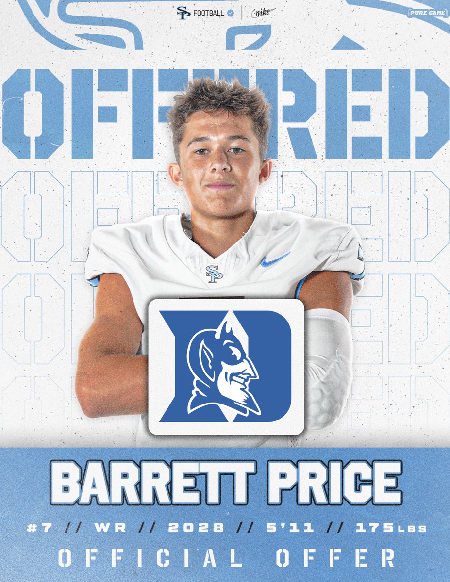 SpainParkFB's tweet image. Jag Nation… Congrats go out to our 28 WR Barrett Price for earning an offer from Duke University! Keep being a great teammate and doing this thing right!
#SPFootball 
#Real