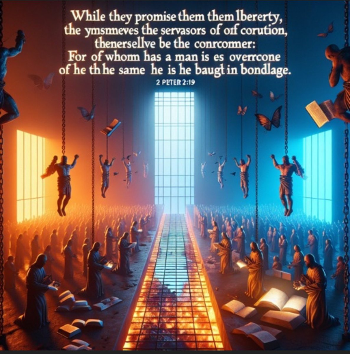 One_Of_His's tweet image. Some people say the Bible is out of touch with today’s issues, but it seems spot-on.
#JesusisLord
#JesusSaves 
2 Peter 2:19 KJV
While they promise them liberty, they themselves are the servants of corruption: for of whom a man is overcome, of the same is he brought in bondage.