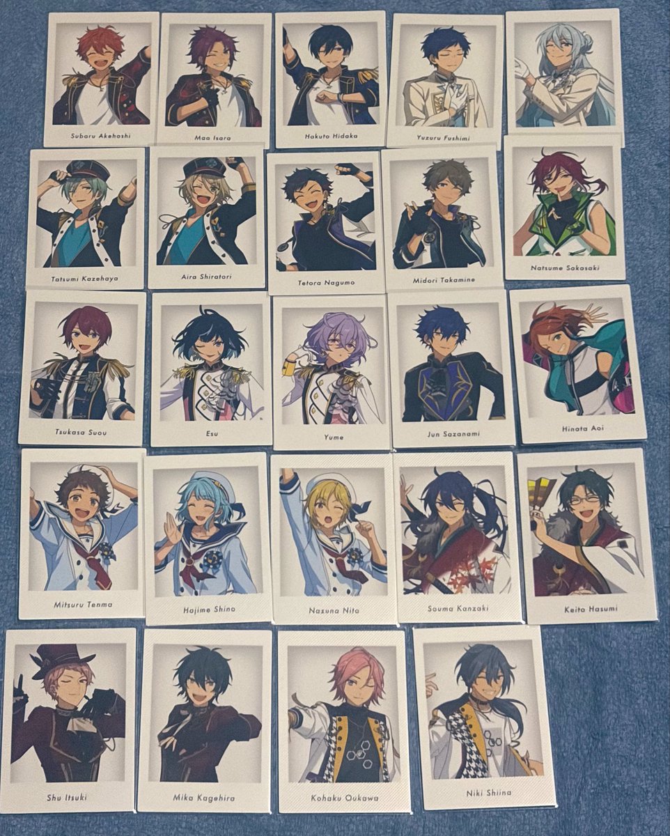 0P_Asta's tweet photo. 【あんスタ・交換】
アニメイト 特典 ぱしゃっつ

譲→スバル・真央・北斗・弓弦・渉・巽・藍良・鉄虎・翠・夏目・司・エス・ユメ・ジュン・ひなた・みつる・創・なずな・颯馬・敬人・宗・みか・こはく・ニキ

求→零・���ュイス

郵送での交換希望📮
検索からでもお気軽にお声掛け下さい！ https://t.co/DAR1qQZdSC