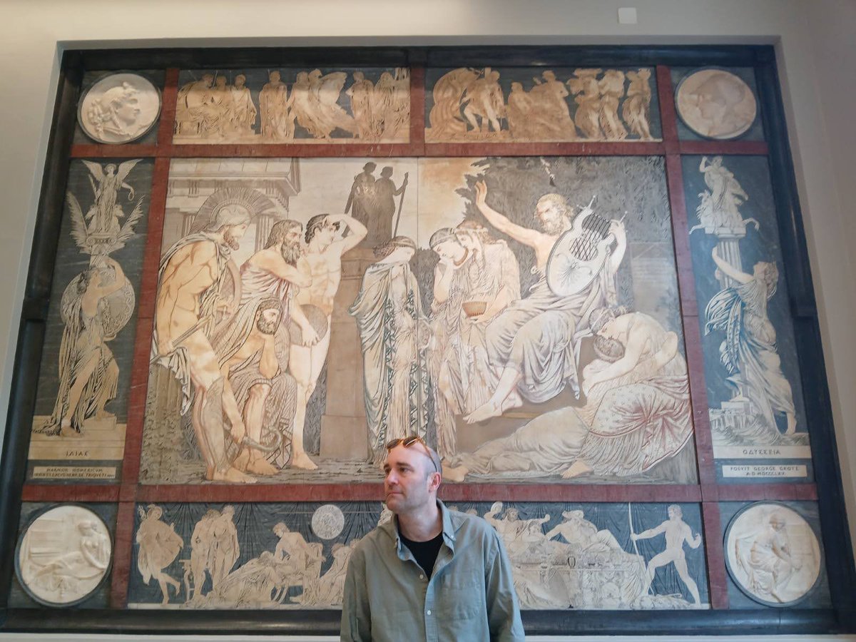WorldofKemp's tweet photo. And here is Homer - recounting the Iliad while sat on his rock - which I just found, cast in marble and set into the walls of the UCL... https://t.co/FBFZ49DOYu