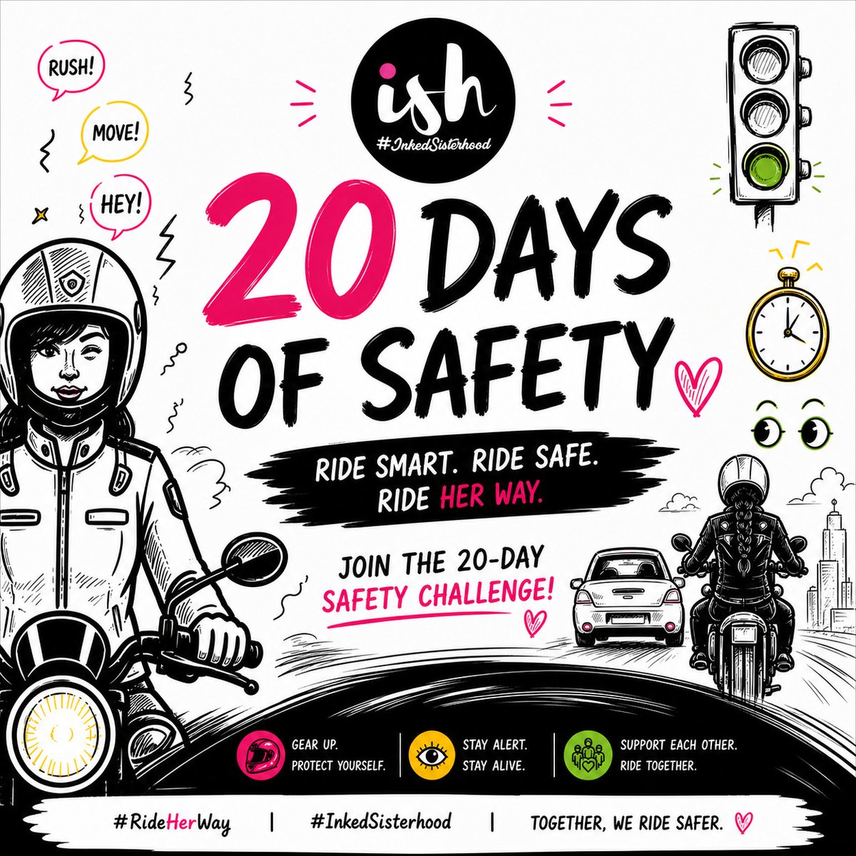 InkedSisterhood's tweet image. 🚨 20 Days of Safety This MAY! 🏍️💨 Join ISH Road Safety Pillar for daily rider-first tips to ride smarter, safer, stronger. No harm in getting better !
Tune in every day, engage, and let’s ride with purpose. 💗

#tucheki 
#MayRoadSafetyAwareness #BetterTogether
 #InkedSisterhood