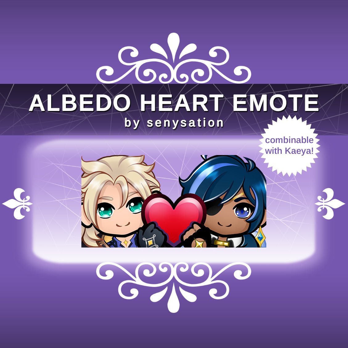 senysation's tweet photo. Kaebedo Heart Emotes now available ✨

Get Albedo here:
» https://t.co/Cn3uu7ZBxP

Get Kaeya here:
» https://t.co/ovuuXekeIs

#GenshinImpact • #emotes • #Albedo • #Kaeya • #Kaebedo https://t.co/S8osBEACAa