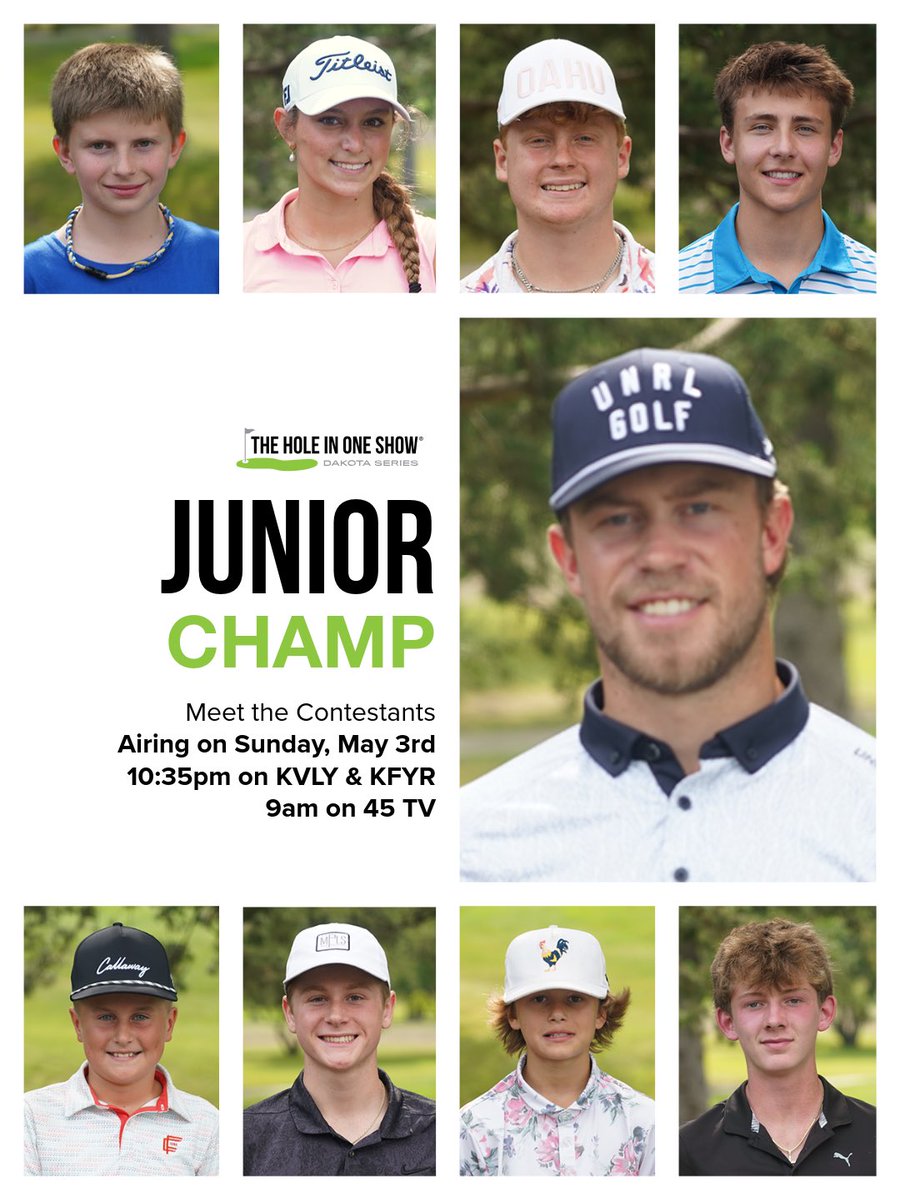 TheHIOshow's tweet photo. Here are the juniors that competed this week on the Hole in One Show Dakota Series. This is a fun one you won’t want to miss!

#theholeinoneshow #dakotaseries #golfforgood https://t.co/qQNjcCU5s8