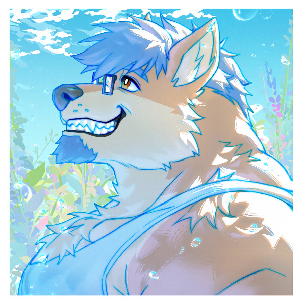 BubbaWolfuzz's tweet photo. Bubba's ready for the new summer! Beautiful Ocean and sky breeze 🌊🪸

Art 🎨 : @cafurccino https://t.co/G6yj7R7TFA