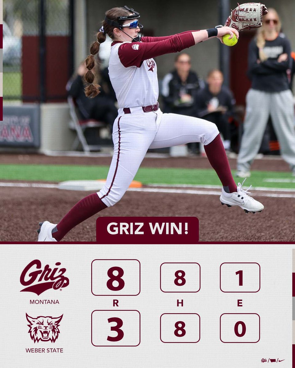 Montana hits a program-record six home runs, three coming off the bat of Anna Cockhill, as the Grizzlies win their first Big Sky tournament game since 2022. Sweet wins for the eighth time in her last nine decisions.

Montana will face No. 1 seed Idaho State at 2 p.m.