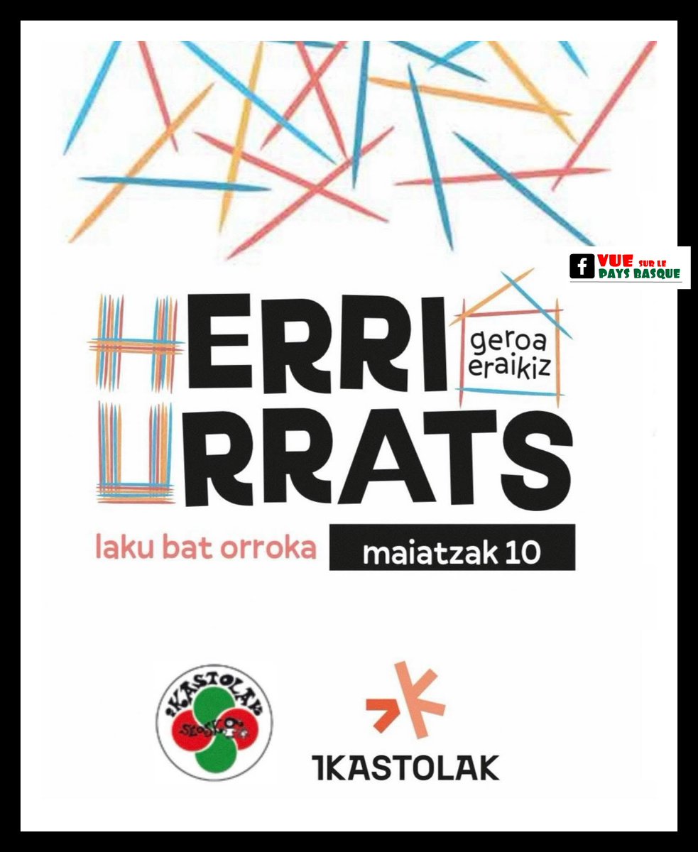 Herri Urrats 2026 
Dimanche 10 mai à Saint-Pée-sur-Nivelle

programme complet
vuesurlespyrenees.blogspot.com/2026/05/herri-…

Organisé par SEASKA
la grande fête des ikastola

#euskara #paysbasque #ikastola #langue #euskalherria