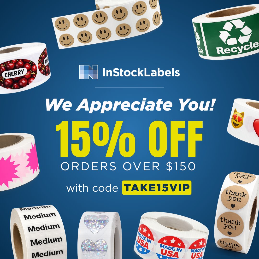 InStockLabels's tweet photo. 15% off $150+ Code: TAKE15VIP

https://t.co/zkBKQBaUNw https://t.co/r6VscqMBvY