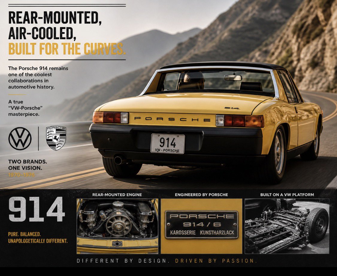 1981Descartes's tweet image. Do you remember seeing these on the road, or better yet, did you ever get behind the wheel? 

The Porsche 914: Affordable, air-cooled, and infinitely fun. This 1969-1976 legend turned heads then and stops traffic now. 

Who else misses those pop-up headlights?  
#VintageStyle