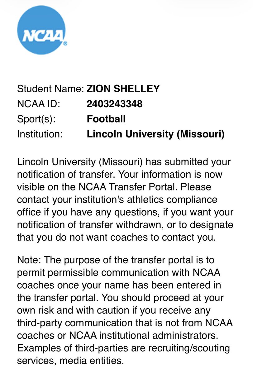 Zionshelley's tweet photo. 🚨Transfer Portal🚨
6’0 
210 
ATH 
2.8 GPA
3 years of eligibility 
Played all 11 games 
Looking for a new home ready to work‼️ https://t.co/PhNa0fbja3