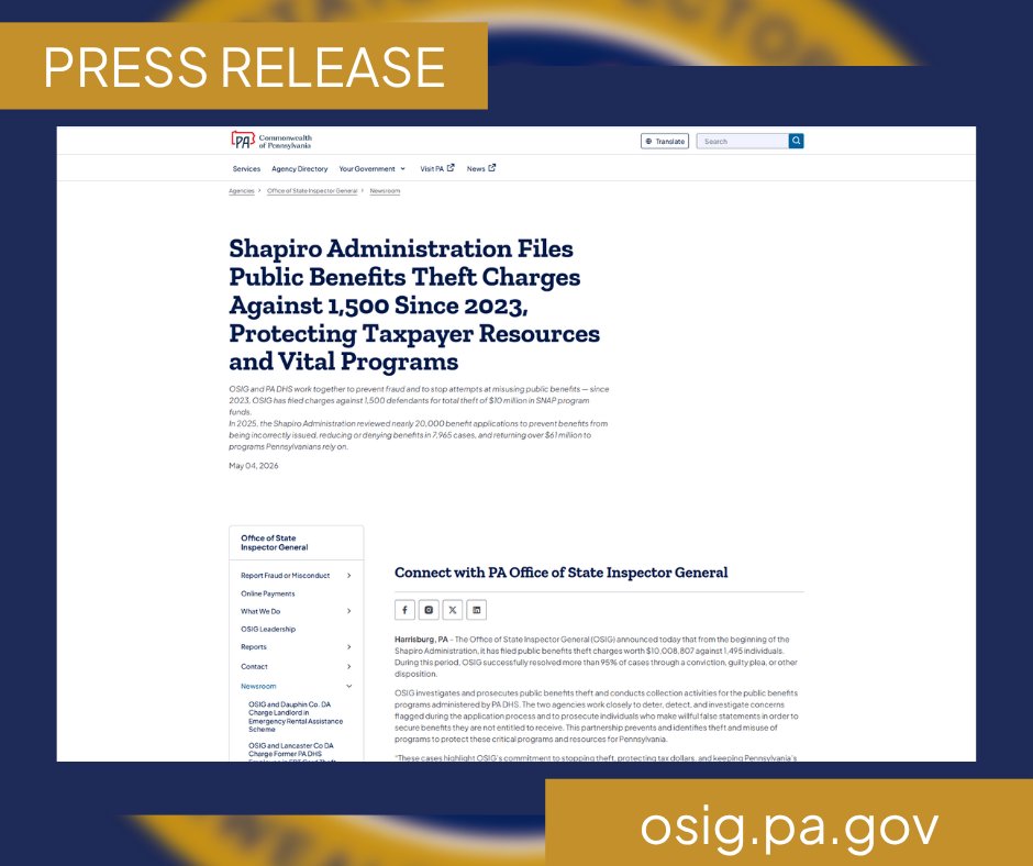 Pennsylvania Office of State Inspector General tweet media