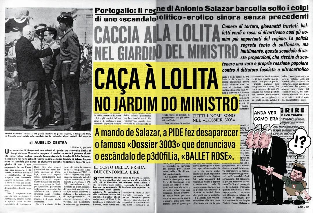 Em Novembro de 1967, o jornal britânico Sunday Telegraph publicou uma notícia que por Lisboa circulava já há algum tempo em segredo. 
Um segredo, feito de muitos, que se aninhava nas mais altas esferas do poder, confortavelmente instalado na suíte da ditadura, tendo por guarda de