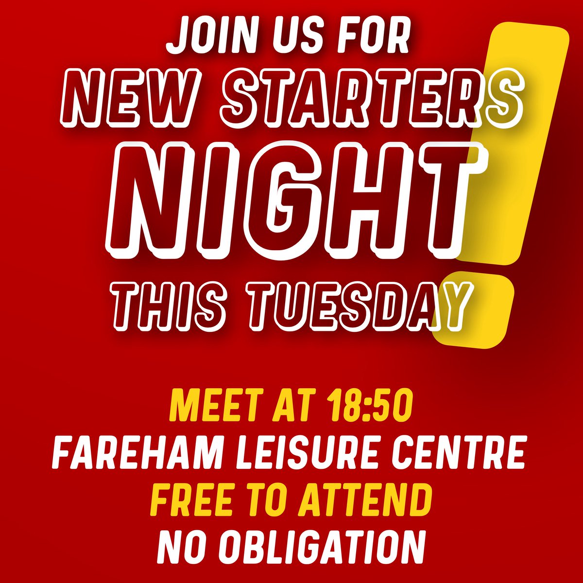 farehamrunning's tweet photo. Come and join us this Tuesday for our New Starters Night! 🏃🏼‍♀️🏃🏻‍♂️ https://t.co/7zlPdv8N6f