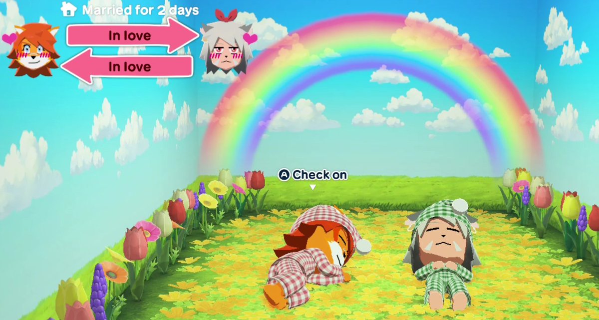 LittleTailBR's tweet photo. Um viva aos noivos!
Olhem só quem se casou em Tomodachi Life: Living the Dream. É o casal de Solatorobo, Red e Elh!
🐶😸💍💐🎉🎉🎉🎉
E olha só eles dormindo, que bonitinhos 😻🐶🤍❤️
#Solatorobo #LTB #CC2 #Tomodachilife #Red #Elh https://t.co/DYgwj5C0QP