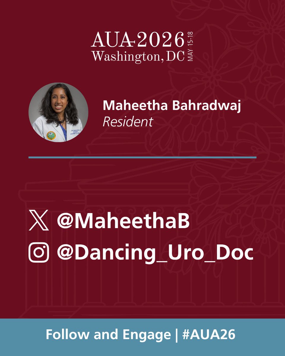 AmerUrological's tweet photo. Headed to #AUA26 in Washington, DC? ✈️

Make the most of your experience—follow our Who to Follow participants for real-time updates, behind-the-scenes moments and insider perspectives you won’t want to miss.

👉 @MaheethaB 
👉 @ysaralee 
👉 @SoumLokeshwar 

Stay connected, stay informed and jump into the conversation as it happens. 💬