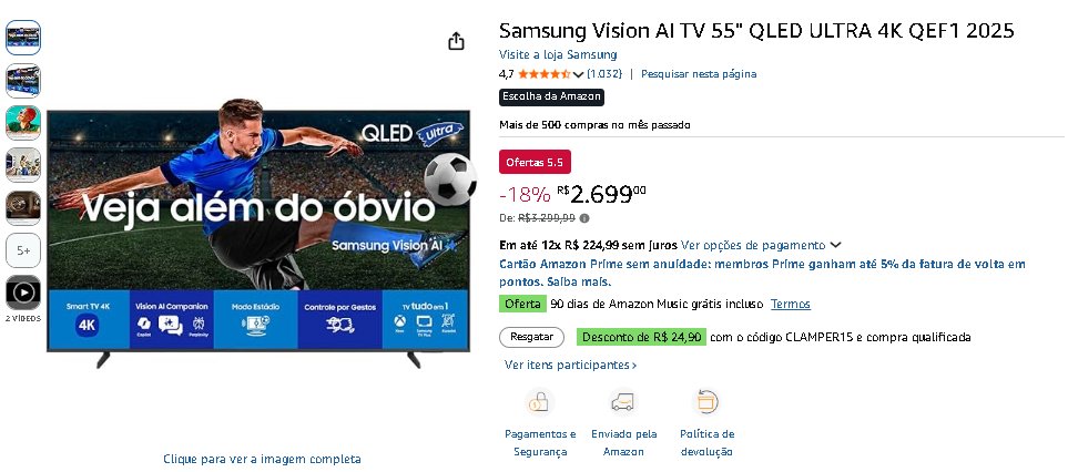 MacielStellet's tweet image. OFERTA: Samsung QLED 4K 55" 2025! 📺✨

Imagens surreais com tecnologia Vision AI e cores vibrantes. Cinema em casa com o lançamento da Samsung na Amazon! 🚀🔥

🛒 Link: amzn.to/4wdWbuw

#SamsungTV #QLED #4K #AmazonOfertas #Tech