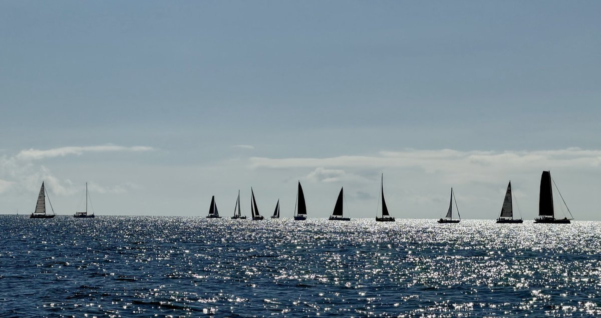 MichaelGShryane's tweet photo. Leaving #Fowey in beautiful sunshine - last leg of triangle race fleet ahead of us. @fowey_festival in full swing. https://t.co/3vyZSHzqMe