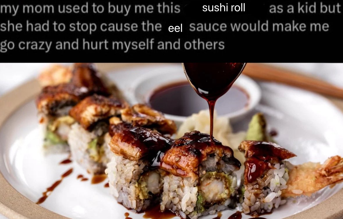 groundbeefpet's tweet photo. @CorrodedParadox unagi roll 🤤 https://t.co/RgufNnCZmL