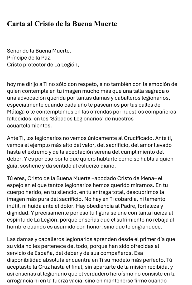 ANLH_JOMunilla's tweet image. 🖊️ OPINIÓN | ARTÍCULO. Carta al Cristo de la Buena Muerte (por Francisco Javier Carrillo Montesinos). #LaLegión #LegionariosdeHonor