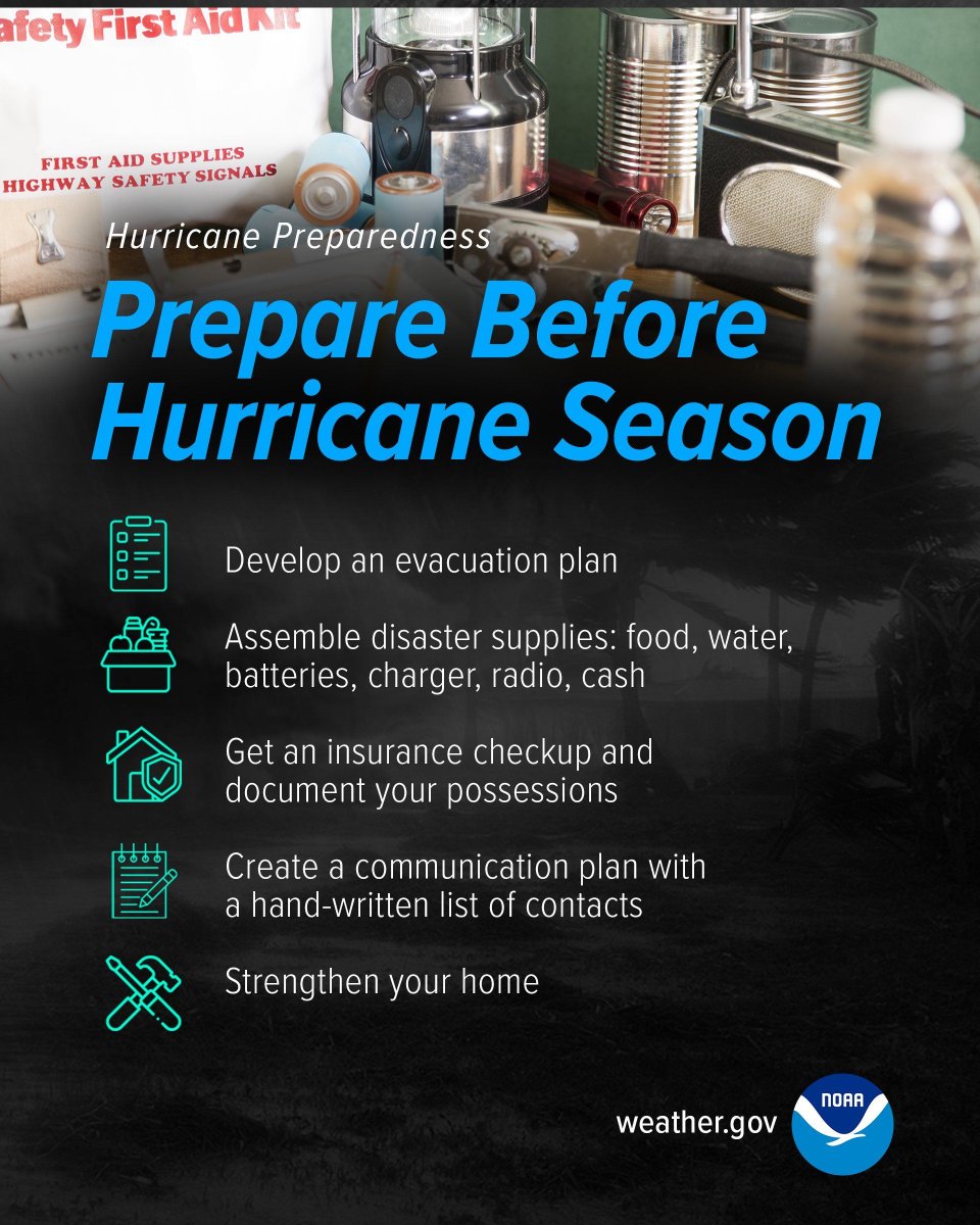 🌀 We're less than a month away from the official start of the Atlantic Hurricane Season.
This is preparedness week, so take a moment now to look at this helpful checklist. I know we say it every year, but "it only takes one."