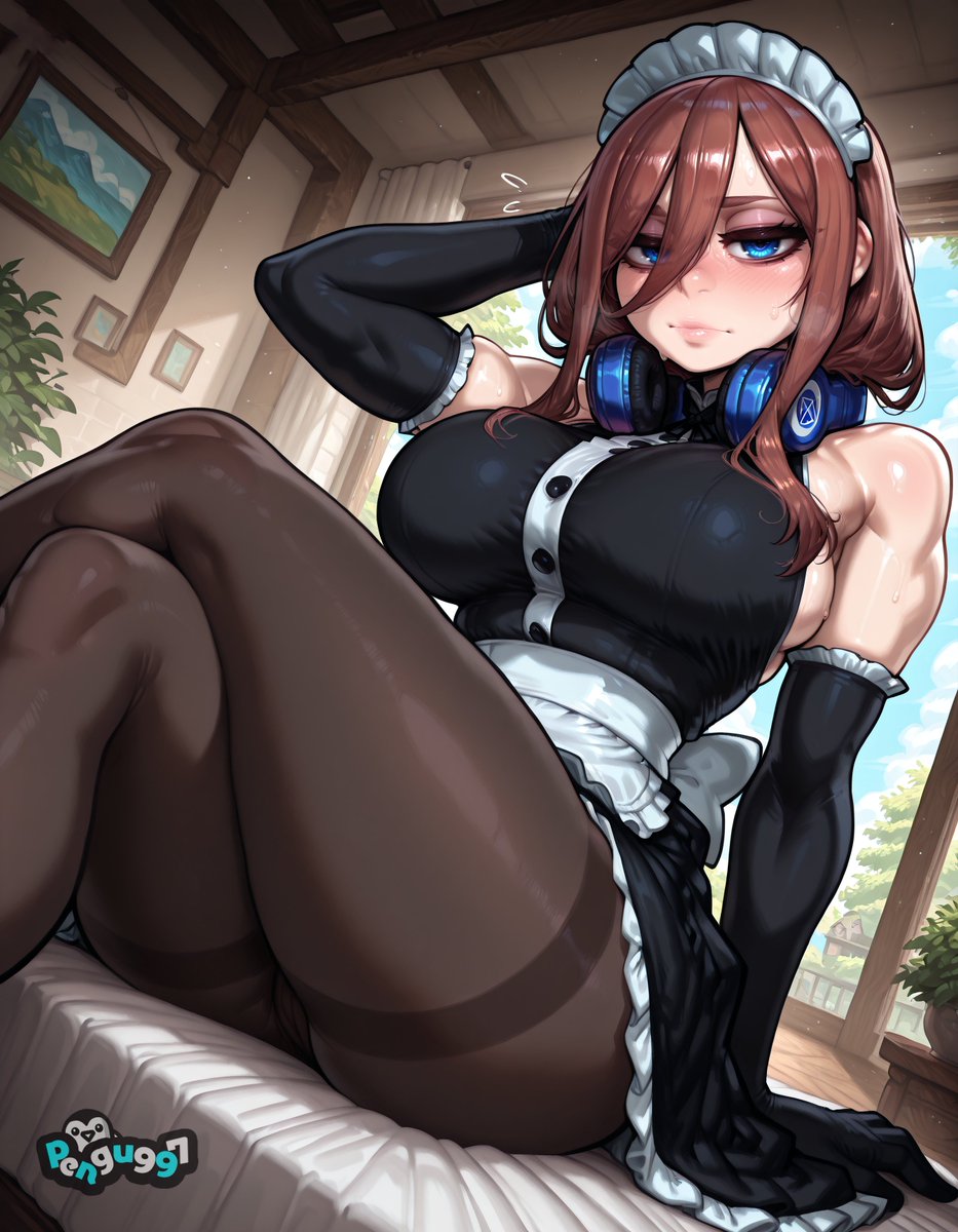 Miku Nakano as a maid.
Something about the headphones + maid outfit just works?