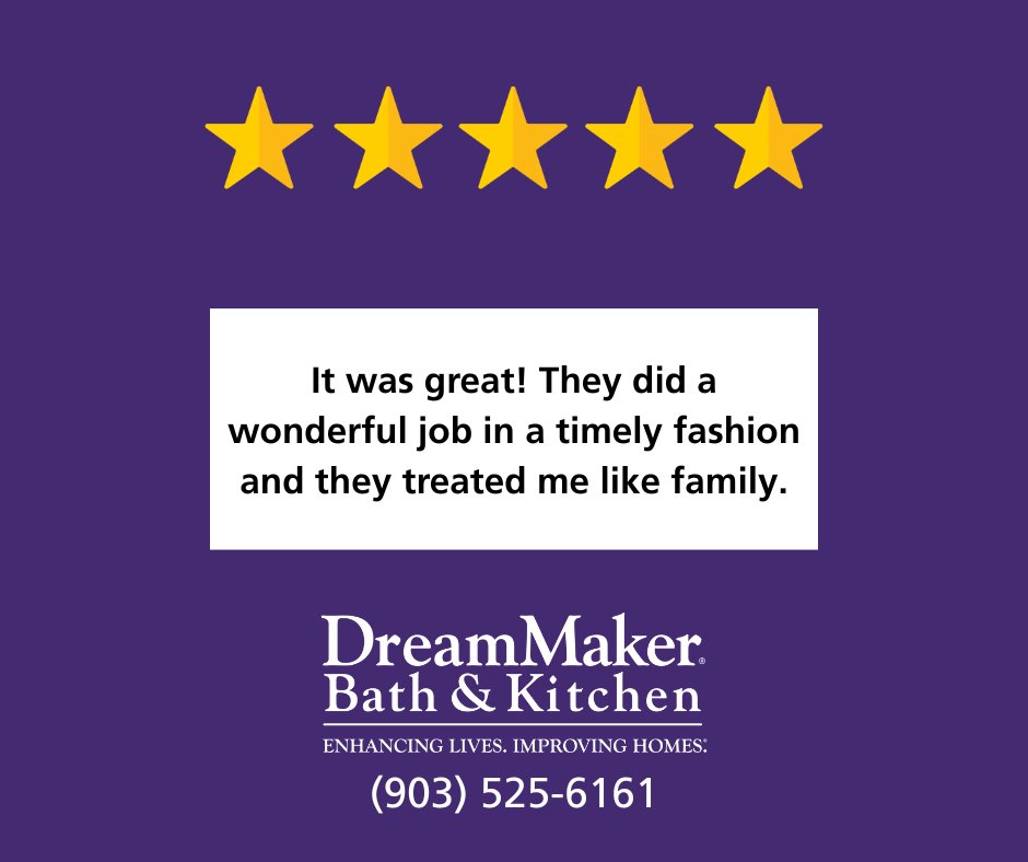BathDreammaker's tweet image. ⭐️⭐️⭐️⭐️⭐️
#DreamMakerTyler #onestopshop #bathroomremodel #kitchenremodel #5starreivew #happycustomer