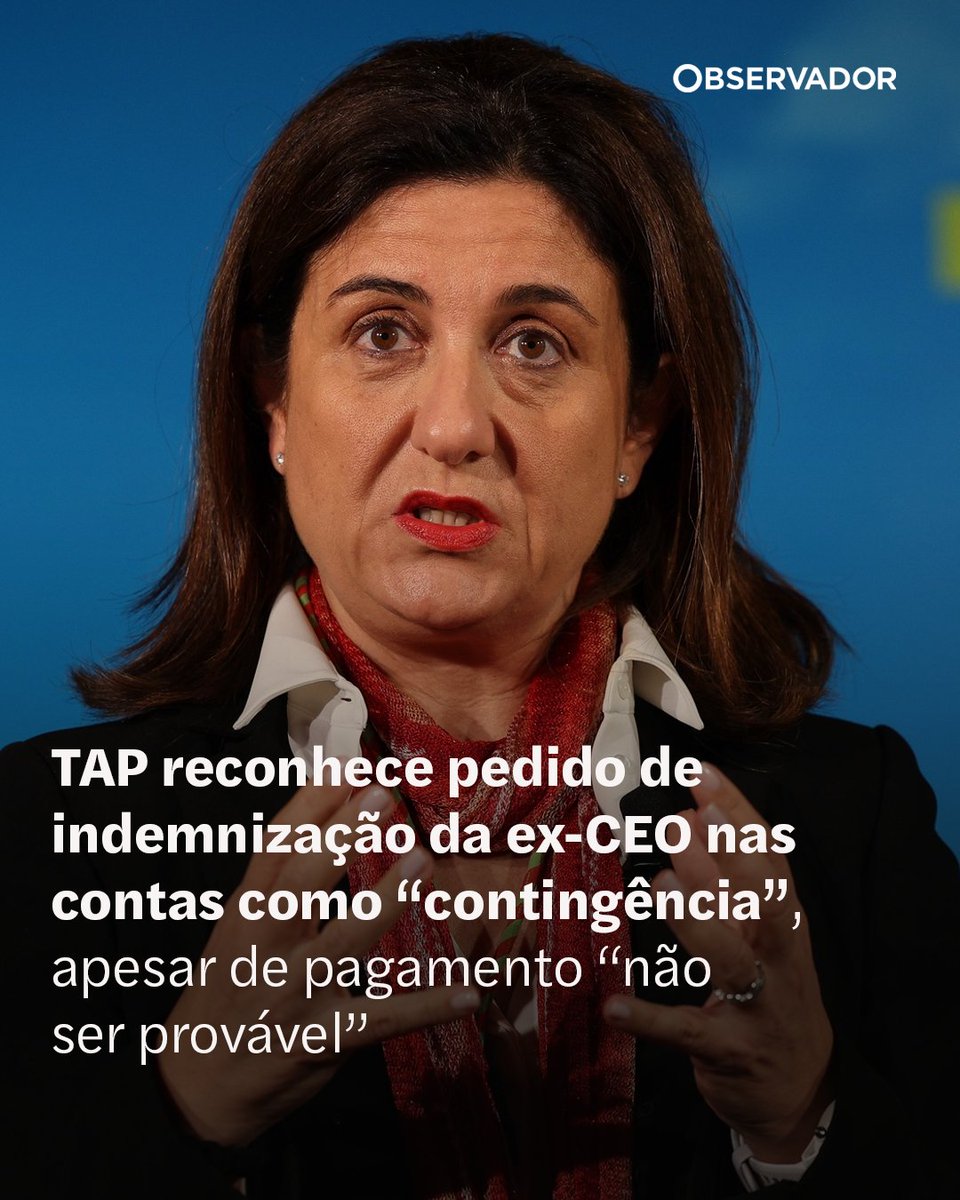 observadorpt's tweet image. A TAP reconheceu, nas contas de 2025, a existência do processo instaurado pela antiga presidente executiva (CEO) na sequência do despedimento por justa causa, materializado em 2023.

#TAP #Empresas #Economia
