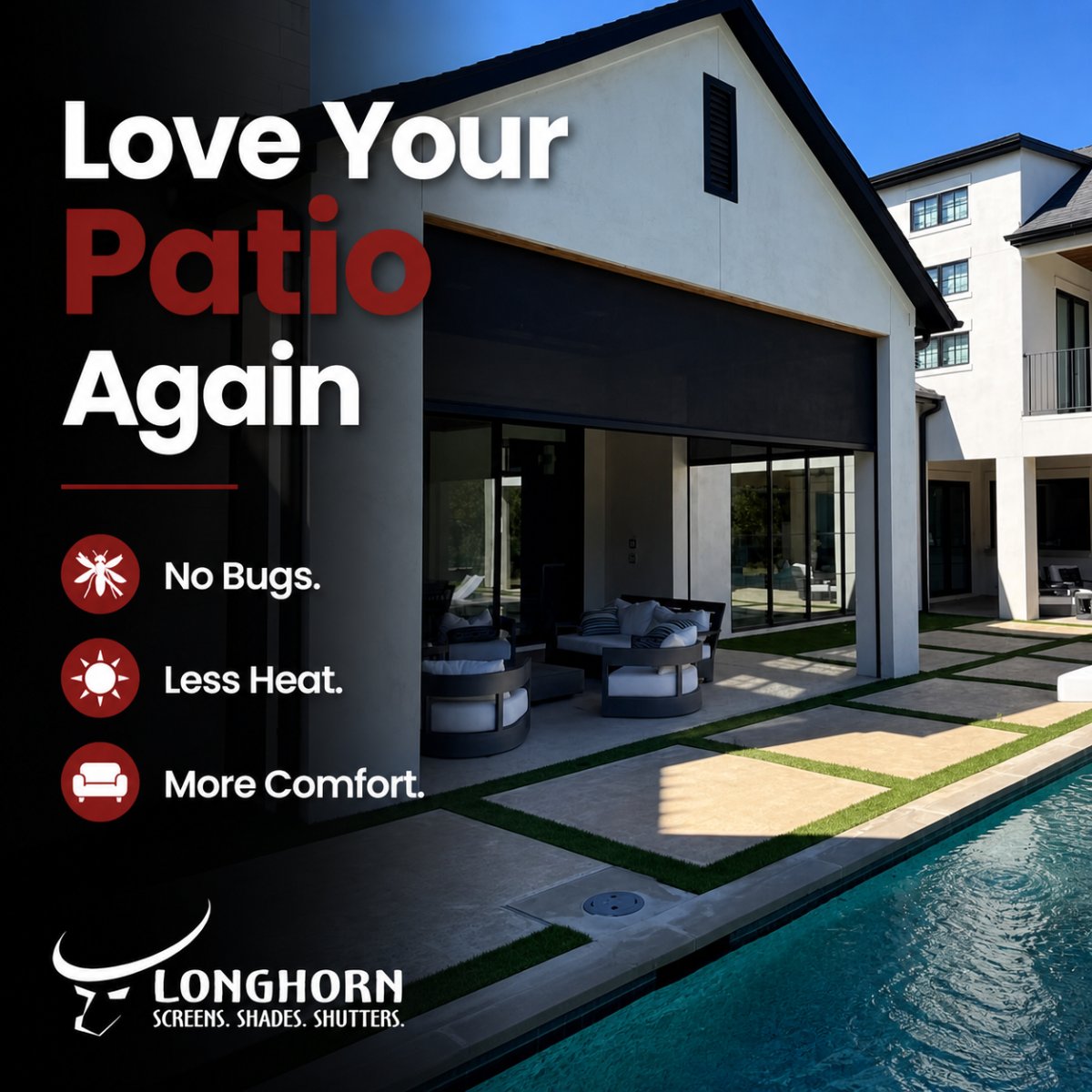 LScreens's tweet photo. May in Texas = Peak Patio Season ☀️🌿

Enjoy the outdoors without the heat, bugs, and glare. A custom screened-in patio gives you a cooler, more comfortable space all summer long.

Make your patio a place you actually want to be.

👉 Schedule an estimate: https://t.co/vTauR8luIp https://t.co/AlUC9c6J6A