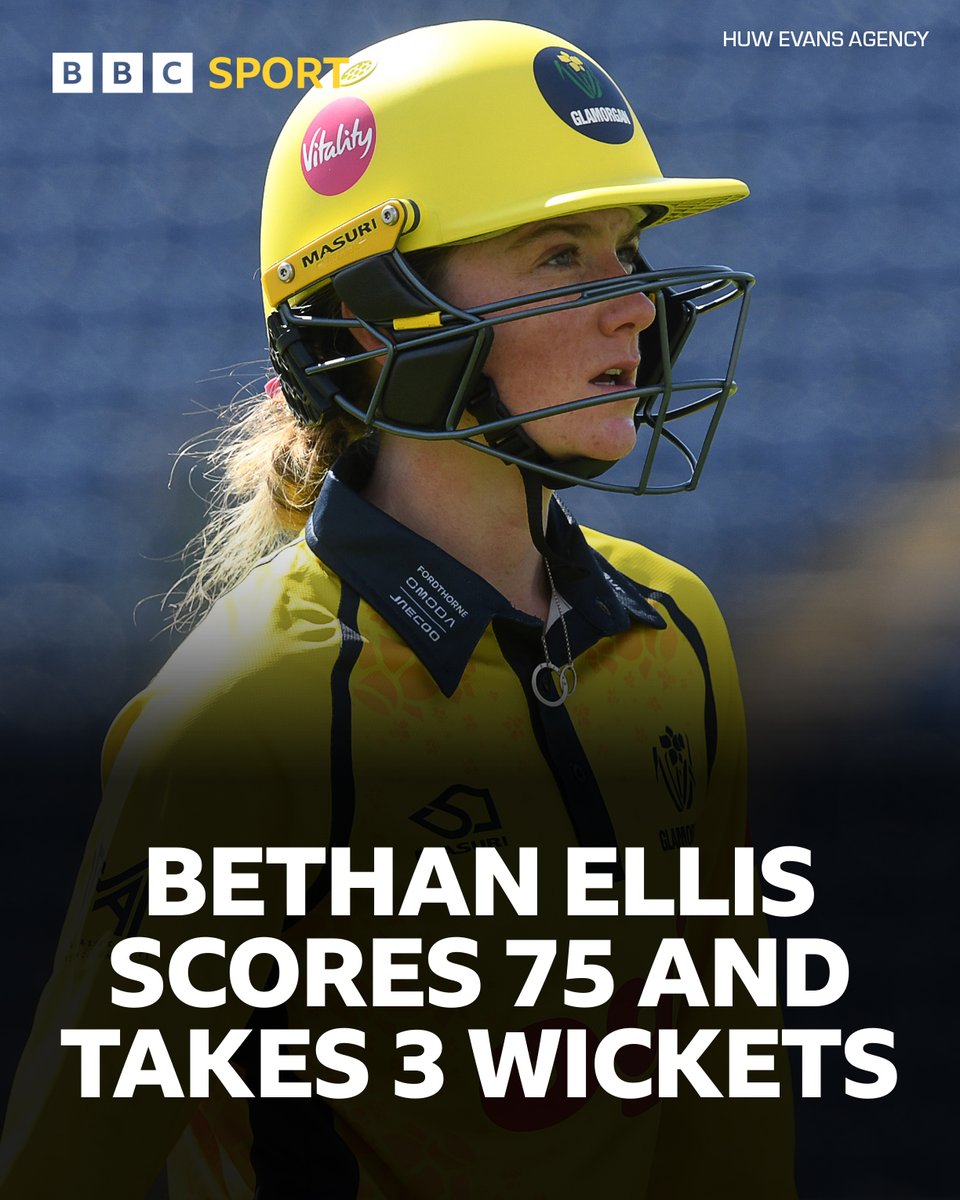 BBCSportWales's tweet image. Bethan Ellis starred with bat and ball as Glamorgan crushed Derbyshire by 106 runs to record their third win in three games in the One Day Cup 🏏

#BBCCricket