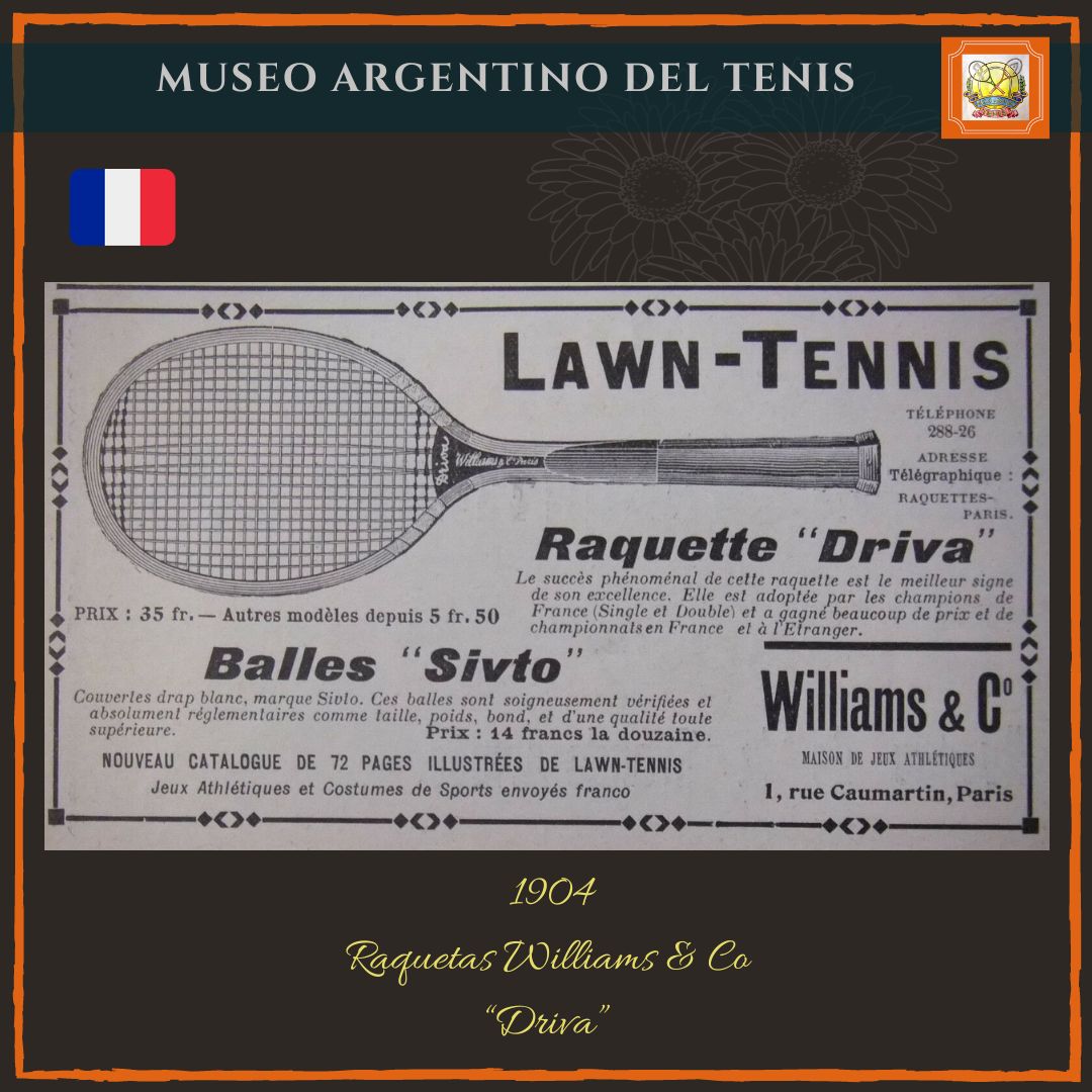 MuseoArgTenis's tweet photo. 1904 Publicidad Raquetas Driva de Williams &amp; Co France.
#tennis #tenis #museoargentinodeltenis #MuseoVirtual #argentina #publicidad #advertising #museum https://t.co/3RBOAp2pfM