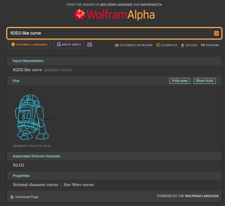 Wolfram_Alpha's tweet photo. May the Fourth be with you! 
Happy Star Wars Day! https://t.co/Nn3B3a9kTL