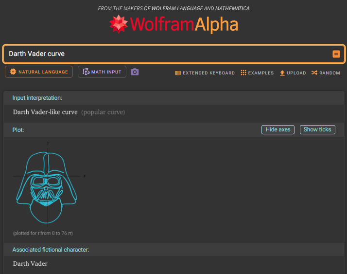 Wolfram_Alpha's tweet photo. May the Fourth be with you! 
Happy Star Wars Day! https://t.co/Nn3B3a9kTL