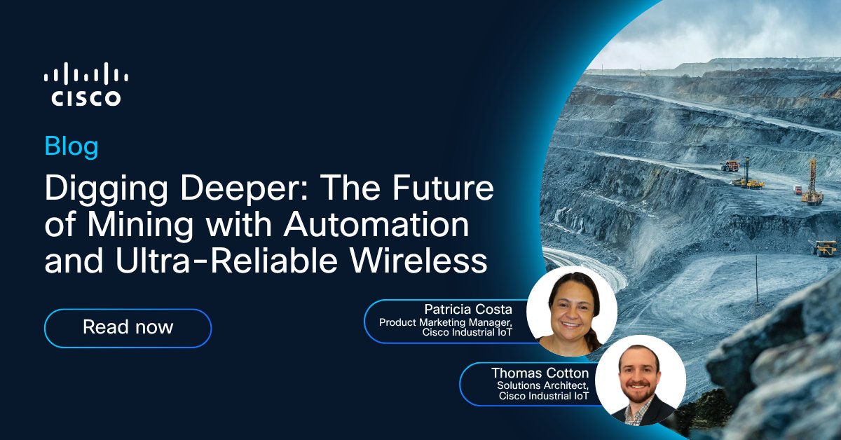 CiscoIIoT's tweet image. Moving safety from the pit to the control center 🛡️

Discover how Cisco Ultra-Reliable Wireless Backhaul URWB provides the "invisible backbone" needed for the modern, safe, and autonomous mine: blogs.cisco.com/industrial-iot…

#IndustrialWireless #URWB #Mining