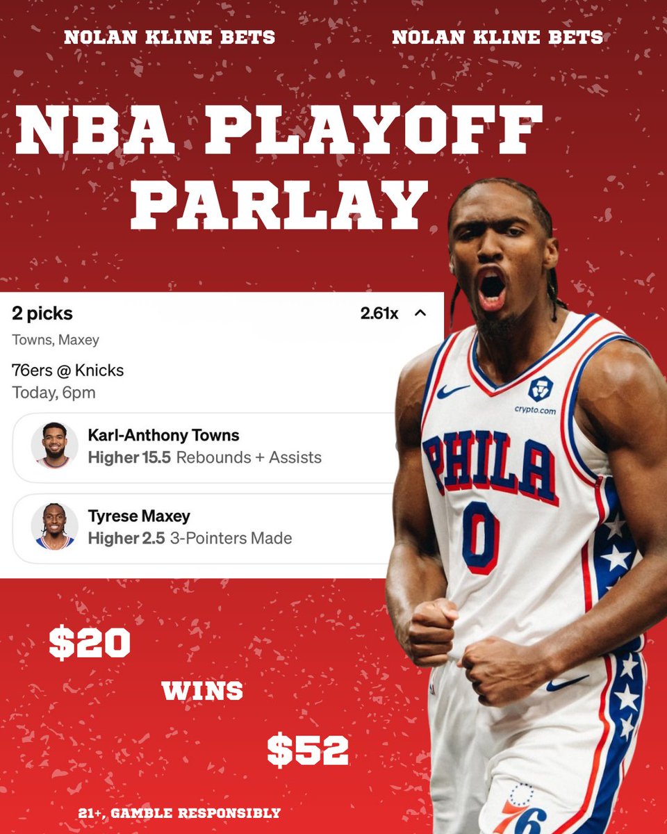 Same Game Playoff Parlay 2.61x🔥 76ers @ Knicks.. Get Ready.. 🏀Karl ...